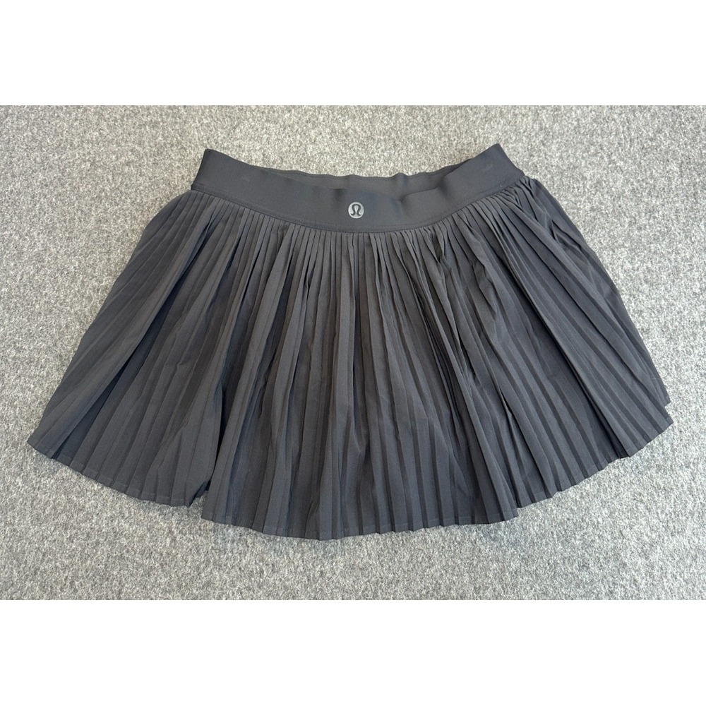 Lululemon Varsity High-Rise Pleated Tennis Skirt Shorts Pocket Skort Black 10 - Picture 2 of 16